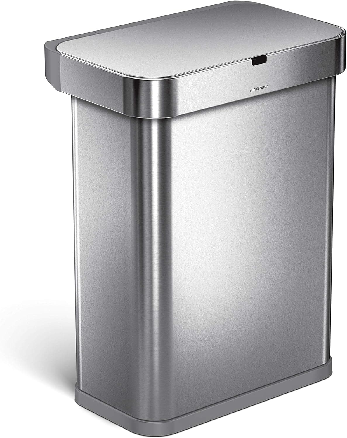 SimpleHuman 58L rectangular sensor trash can in brushed stainless steel
